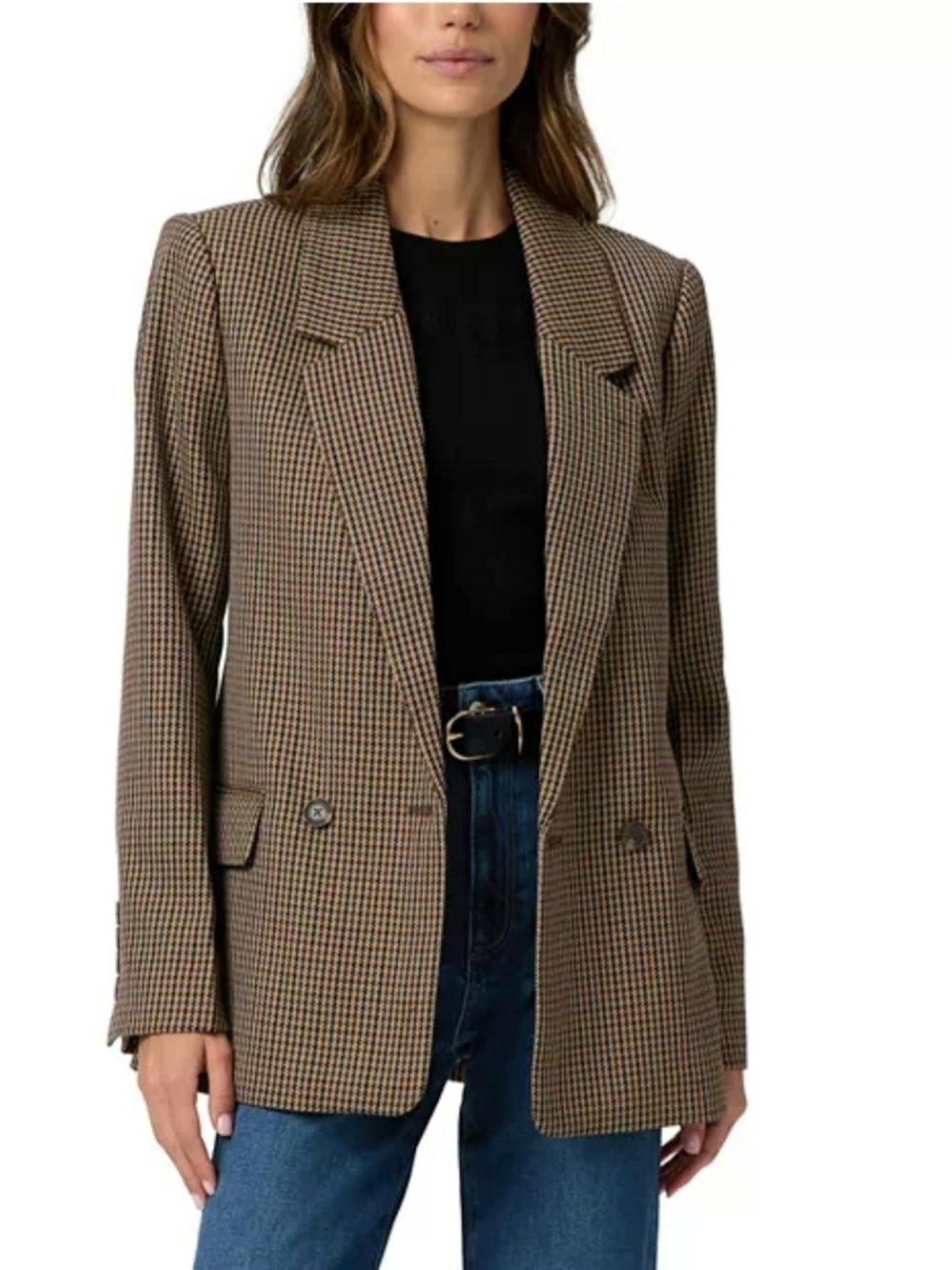Madewell Brown Plaid Blazer Size 8 Tailored Notch Lapel Warm Fall Classic